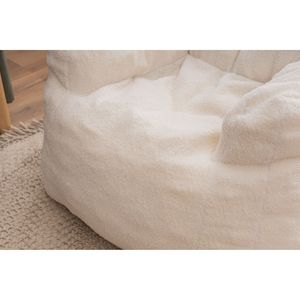 010 Poltrona Sacco in Tessuto Teddy Bianco Avorio, Imbottita in Schiuma, Morbida e Accogliente - Product Image 3