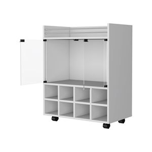 Carrello Bar Minneapolis con Portabottiglie per 8 Bottiglie, Vetrina in Vetro e Top in Alluminio Integrato - Categoria Prodotti: Mobili Bar - Product Image 4