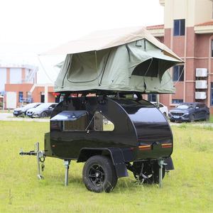 Mini caravane teardrop en aluminium léger avec châssis en acier, pour 2-3 personnes, avec tente latérale, en vente - Product Image 1
