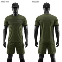 Maillot d'arbitre de football en polyester interlock 180 GSM, vert olive, panneaux latéraux noirs, logo personnalisé sublimé