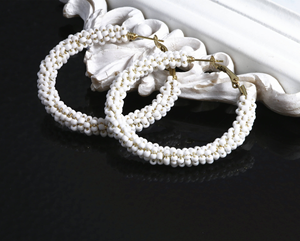 Pendientes de cuentas de arroz silvestre con diseño geométrico, pendientes de cuentas con encanto moderno de MD HANDICRAFTS - Product Image 6