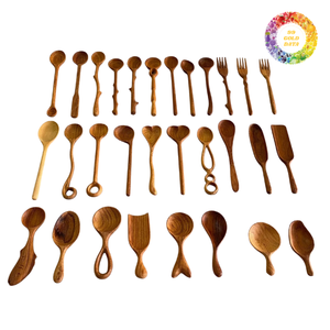 <b>Small</b> Gold Plated Mirror Long Handle Wooden <b>Spoons</b> Personalized Kitchen Dining Gifts Hand Crafted Scoop Measuring Serving - Product Image 2