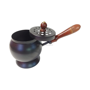 Black Iron Incense Burner Wooden Handle Charcoal Resin Burner for Home Temple Yoga Meditation <b>Decorative</b> Gift - Product Image 1