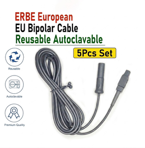 Câble bipolaire européen réutilisable en acier inoxydable, longueur 3 mètres, autoclavable, instruments chirurgicaux électrochirurgicaux de diathermie - Product Image 1