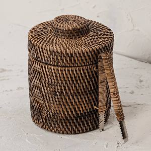 Seau à glace en rotin naturel, élégant et vintage, pour la décoration, avec couvercle - Product Image 1