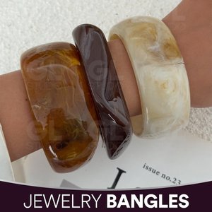 Jewelry Bangles <b>Resin</b> Round Fashion Bracelet Marble Look Unisex Vintage Style - Product Image 3
