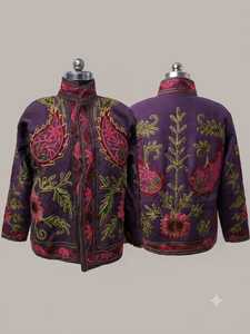 Chaqueta de Terciopelo Morado Ciruela al por Mayor para Hombre, Chaqueta Bordada de Diseñador Premium, Ropa Exterior Étnica Tradicional Multicolor - Product Image 5