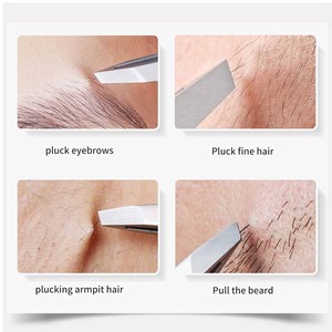 Pinzas para depilación de cejas de acero inoxidable, pinzas inclinadas hechas a mano para depilación facial y de cejas, mejor agarre. - Product Image 4