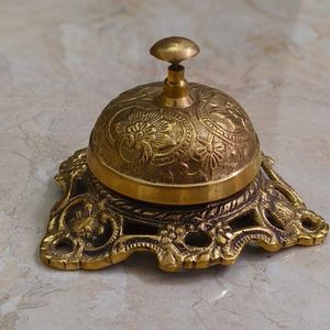 Campana de mesa de latón, campana de recepción para hotel, campana de servicio para oficina y escuela, campana de escritorio de latón antiguo vintage, campana de servicio de escritorio (9 - Product Image 1