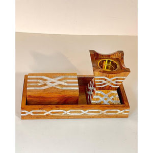 Green floral mother of pearl inlay storage <b>box</b> <b>incense</b> holder tray set handmade luxury home decor - Product Image 6