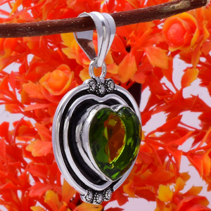 Pendentif en forme de cœur en péridot, argent sterling 925, pierre précieuse verte naturelle, bijoux, cadeau d'anniversaire pour elle - Product Image 3