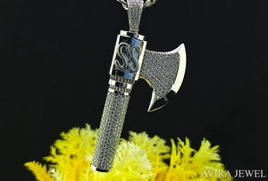 จี้เพชรโมอิสซาไนต์ 3 กะรัต รูปทรงขวาน เงินแท้ 925 ชุบทองคำชมพู เครื่องประดับฮิปฮอป จี้ห้อยคอสำหรับทุกเพศ พร้อมใบรับรอง GRA - Product Image 6