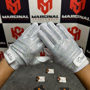 Guantes de Fútbol Americano con Pedrería, Estilo Universitario, Agarre Completo, Ligeros, Antideslizantes, con Cierre de Velcro para Entrenamiento Deportivo - Product Image 1