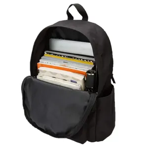 Black Oxford Student Backpack Softback School <b>Bag</b> with Zipper Closure Adjustable Shoulder Straps Multi Pocket - Product Image 4