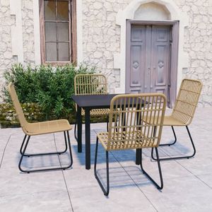 Set da pranzo da 5 pezzi in Poly Rattan e vetro Set da giardino elegante - Product Image 1