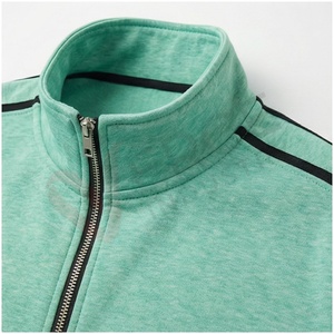 Ensemble de survêtement vert menthe pour homme, manches longues, col montant, fermeture éclair sur le devant, couleur unie, respirant, coupe décontractée, idéal pour le printemps - Product Image 4