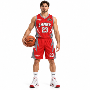 Conjunto de Pantalones Cortos y Camiseta de Baloncesto Personalizados de Alta Calidad, Transpirables, de Malla, de Secado Rápido, Uniformes Deportivos Sublimados para Equipos Masculinos - Product Image 2