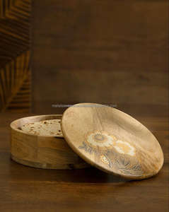 Caja Chapati de madera de lujo más vendida para cocina, cazuela Chapati elegante de forma redonda con técnica de impresión - Product Image 6