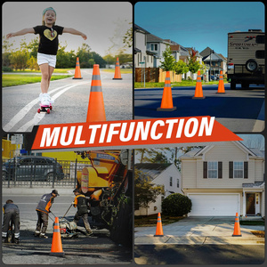 CITICITY 28 Inch Traffic Safety Cones with Black Weighted Base, Construction Orange Pop-up Cones for Road Safety - Product Image 4