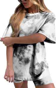 Ensemble deux pièces tie-dye tendance pour l'été, tissu doux et confortable, léger, décontracté, coupe ample pour femmes - Product Image 3