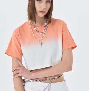 Camiseta de Diseño Elegante de Dos Tonos con Estampado Tie-Dye, Camiseta Lisa Naranja y Blanca de Alta Calidad con Mis Logotipos - Product Image 1