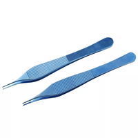Pince à tissus ophtalmique Adson de précision, chirurgicale, bleue, en acier inoxydable allemand