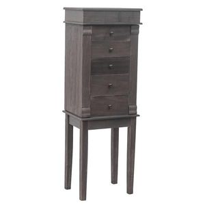 Armadio Portagioie Verticale con 5 Cassetti e 8 Ganci per Collane, Organizer Superiore, 2 Armadietti Laterali, Specchio Incluso - Product Image 5