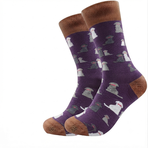 Quick Dry Men's <b>Purple</b> Crew <b>Socks</b> Anti-Foul Cotton/Spandex/Polyester Knitted Breathable Daily Wear - Product Image 1