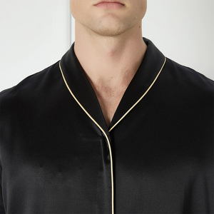 Conjunto de ropa de dormir de seda transpirable para hombre, conjunto de pijama de manga larga, ropa de dormir de seda de lujo de Color sólido para hombre, traje cómodo para el hogar - Product Image 6