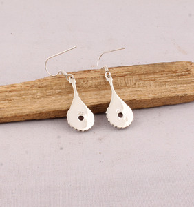 Wholesale Engagement 925 Sterling <b>Silver</b> Natural Rose Quartz <b>Dangle</b> <b>Earrings</b> Vintage Handcrafted Flower Petal Frame Teardrop - Product Image 6