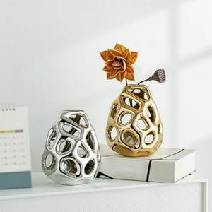 Decorative Metal Floral Vase For Shelf Styling And Artistic <b>Flower</b> <b>Display</b> In Contemporary Home Settings - Product Image 1