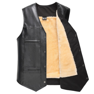 Chaleco sin Mangas de Cuero PU Negro para Hombre, Estilo Motero, Talla Grande, Largo Regular, Color Sólido, Sin Cuello - Product Image 6