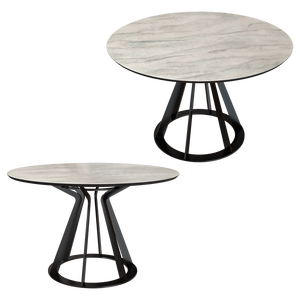 Mesa de Comedor Redonda Moderna de Mármol con Base Cruzada de Acero Inoxidable Negro para Muebles de Lujo para el Hogar y Hoteles - Product Image 3