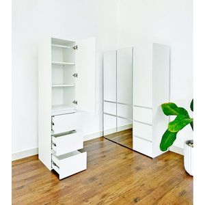 Armadio Modulare Elise Slim in Legno con Cassetti Bianchi, Elegante Sistema di Organizzazione - Product Image 4