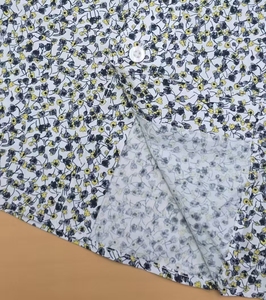 Chemise décontractée pour homme à manches longues en coton 100% de haute qualité, imprimée numériquement, confortable, respirante, tendance, col à ruban floral - Product Image 4