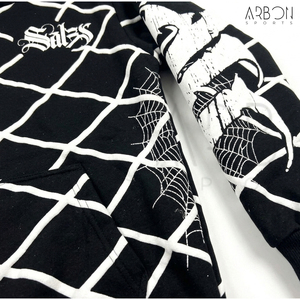 ซัพพลายเออร์ดีๆ สินค้ามาใหม่ ราคาขายส่ง ผลิตในปากีสถาน เสื้อพูลโอเวอร์ลายเพชรขาวดำ พร้อมลายพิมพ์แขนเสื้อแบบกอธิค - Product Image 4