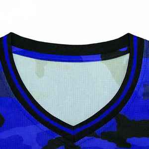 Custom Sublimated Basketball Jersey Set Blue Camouflage Sleeveless Moisture Wicking Unisex Adult <b>Athletic</b> Fit - Product Image 6