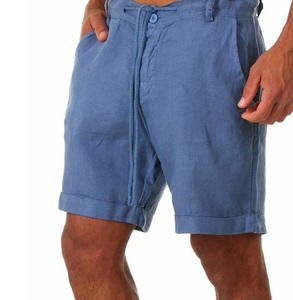 Shorts de plage légers en coton 100 % tricoté pour hommes, taille haute, couleur unie, anti-plis, écologiques, vente en gros, ODM - Product Image 5