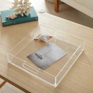 ILAHI's Clear Acrylic Oval <b>Tray</b> Handles Lightweight Artistic DIY Easter Chinese New Year Tree Multi-Theme Multi-Occasion Home - Product Image 4