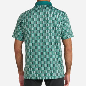 เสื้อโปโลสีขาวและสีเขียว ผ้าฝ้าย 100% พิมพ์ลายแบบซับลิเมชั่น ทรงหลวม แขนสั้น สำหรับผู้ชาย ขายดี - Product Image 3