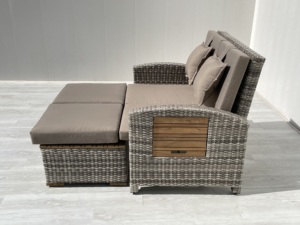 Chaise longue en rotin de haute qualité, moderne, confortable et premium avec dossier réglable et coussin pour hôtel, jardin, cour et terrasse - Product Image 5