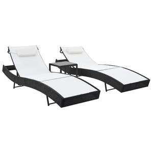 Ensemble de 2 chaises longues noires et blanches confortables pour l'extérieur - Product Image 1