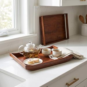 Luxury Handmade Modern Rectangular Wooden Serving Tray Customized Pattern Multi-Functional Decorative Tray for Home Diwali - Product Image 2