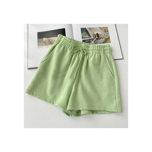 Shorts Casuales de Punto Rosa, Corte Holgado con Cintura Ajustable con Cordón, Ropa de Verano Unisex, Diseño de Color Sólido con Bolsillos - Product Image 3