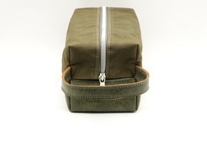 Waterproof Waxed Canvas Leather Toiletry Bag Custom Logo Vintage Mens Shaving Dopp Kit Travel Wash Organizer <b>Case</b> LCTB-0092 - Product Image 2
