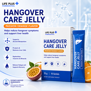 Gelatina para el Cuidado de la Resaca Sabor Naranja Pasión 100g 10 Sobres Suplemento para Adultos con Apoyo Hepático con Extracto de Cúrcuma y L-Glutatión - Product Image 1
