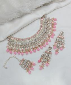 Collares de Lujo Chapados en Oro Rosa, Pendientes, Maang Tikka, Estilo Bollywood, Conjuntos de Collares Hechos a Mano para Bodas Étnicas al por Mayor - Product Image 6