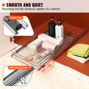 Organizzatore per Armadio con Cassetti Scorrevoli in Acciaio Resistente 11"X21"X2.5" con Ripiani per Dispensa - Product Image 5