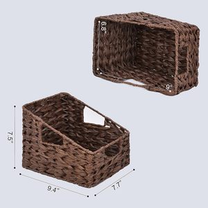 Caja de Almacenamiento Moderna y Ecológica de Jacinto de Agua Tejido con Asa, para Organización de Cocina y Baño, Paquete de 2 Piezas, Tendencia 2026 - Product Image 3