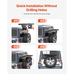 Cestello Portaoggetti per Ruota di Scorta per Jeep Wrangler JK JL TJ YJ CJ 1976-2024, per Pneumatici da 30-40 Pollici, Capacità di Carico 80 Libbre - Product Image 6